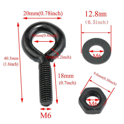 Beefy Black Carbon Steel Eye Bolts With Nuts And Washers 1 Quarter By 3 Quarter Inch Lifting Ring Hooks For Fence 12 Count Set