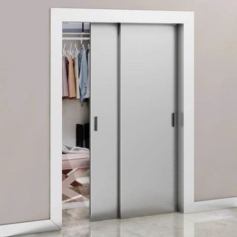 Sliding door with Self Adhesive Edge Finger Pull Door Handle Set Two Pack For Glass Wood Metal And Plastic Surfaces, drill-free install
