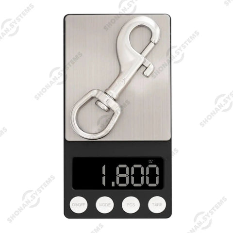 3.5 Inch Swivel Eye Snap Hook Marine Grade Stainless Steel on digital scale showing 1.8 ounces