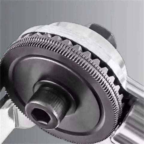 Close-up of a Heavy Duty Drill Nibbler Sheet Metal Cutter Attachment showing titanium gears for electric drills with burr-free cuts.