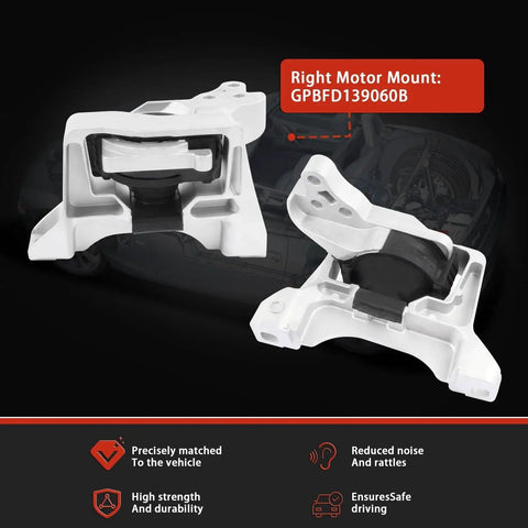 Right Engine Mount For 2012-2013 Mazda 3 2.0L GS-Sky And 2012-2013 Mazda 3 I 2.0L, Heavy-Duty Steel And Rubber Construction With Orange Pattern Bake Finish, Long-Lasting Vibration Damping, Oil Leak Resistant Mount.