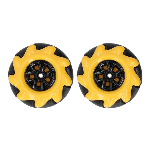 Omni Directional Mecanum Wheels For Smart Robot Car Parts, 48mm Small Wheels, 1 Pair, High Visibility Yellow And Black Design
