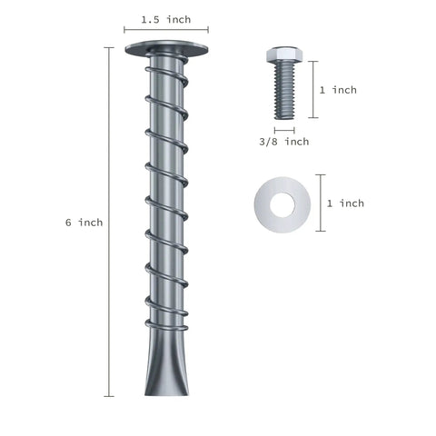 Zinc Plated Asphalt Anchor SP10-38 Five Eighths Inch By Six Inch With 1 Inch Hex Bolt And Washer For Sheds Carports Bike Racks And More 1500 Lb Pull Rating Chemical Anchors For Asphalt Mounting 6 Pack