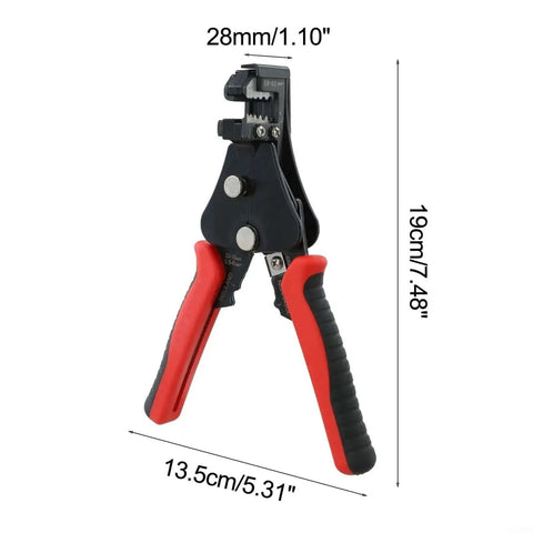 Multifunctional Wire Stripper Tool With Auto Adjusting Crimper And Cutter For 0.5 To 6 Mm2 Cables, shown with dimensions
