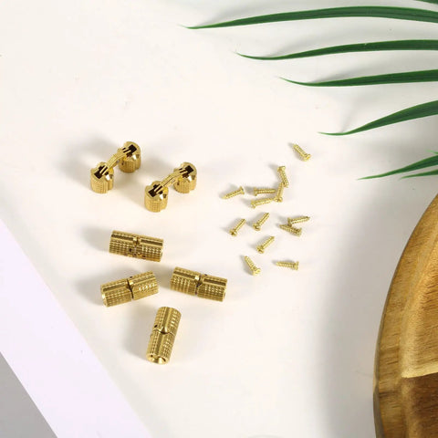 6 Pack Mini Invisible Brass Barrel Hinges With 13 Screws For Cabinets Jewelry Boxes And DIY Wood Doors 8mm 180 Degree Opening Gold Finish
