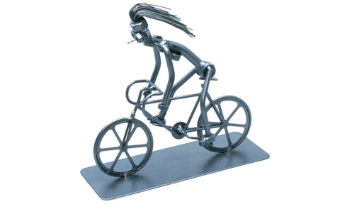 Totally Cool Desktop Bicycle Figurine For Women Nut And Bolt Metal Sculpture Handmade Bike Ornament, side view