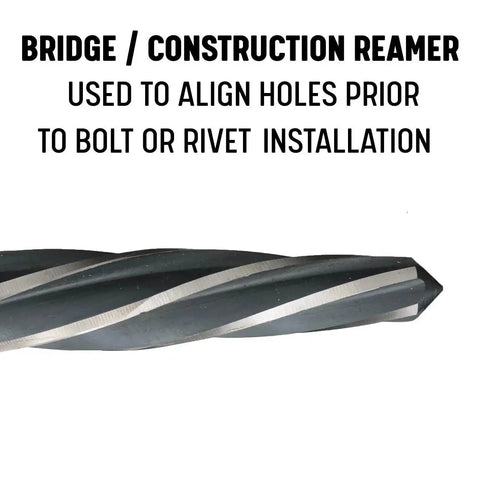 Five Eighth Inch Bridge Reamer For Construction And Hole Alignment With Half Inch Shank DWR Series, close-up view showing tapered point
