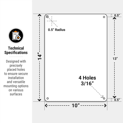 AED Sign For Automated External Defibrillator 10 By 14 Inches 55 Mil Thick HDPS High Density Polystyrene sign with hole specifications
