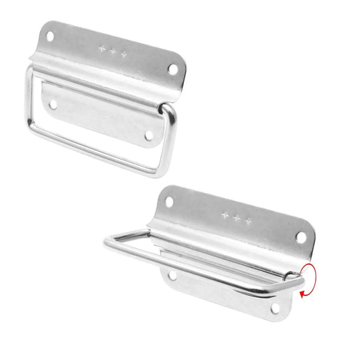 4 Pack 3 Inch Stainless Steel Chest Pull Handles With Screws Foldable Ring Design For Toolbox And Heavy Duty Surface Mount Cases