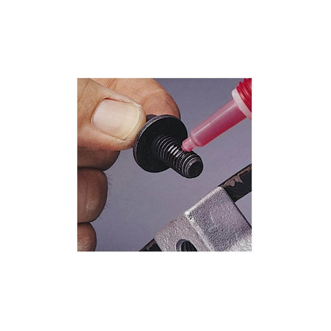 Applying Red Threadlocker Tube For Automotive And Metal Fasteners, 6 Ml, 0.2 Oz, OEM-Approved High-Strength Sealant on bolt thread