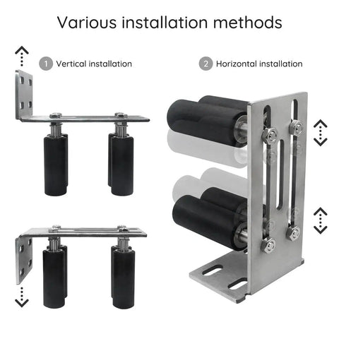 Universal L Bracket Gate Guide Roller Set With Four Nylon Rollers for Sliding Gates in vertical and horizontal installation