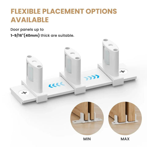 Sliding Barn Door Floor Guide For Double Bypass Doors With Adjustable Three Roller System Easy Install Bottom Guide In White Finish