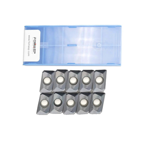 Set of 10 CNC Milling Carbide Inserts For Steel TiAIN PVD Coated APMT1604PDER M2 with blue storage box by FomaSP.