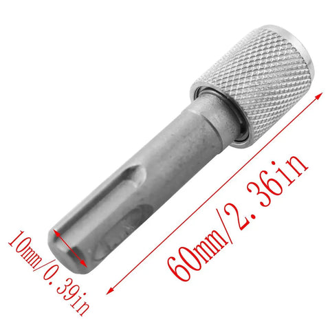Side view of carbon steel hammer drill adapter with knurled sleeve, 60 mm long.