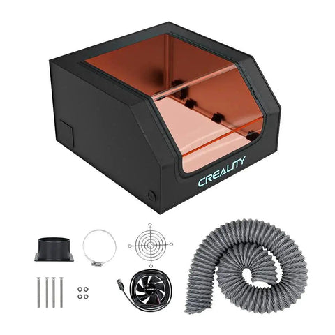 Laser Engraver Enclosure With Fireproof And Dustproof Protective Cover Built In Fan And Pipe For Most Laser Engravers 27.5x28.3x15.7In Reduces Smoke Odor Noise And Provides Eye Protection Creality