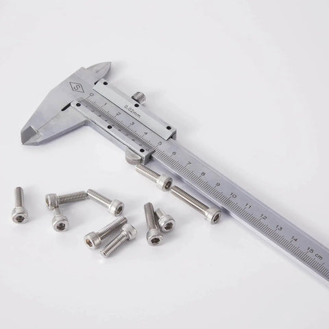 Caliper measuring M5 Socket Head Cap Screws Kit With 10mm 14mm 18mm 20mm 25mm Lengths 304 Stainless Steel Fully Threaded Allen Hex Drive