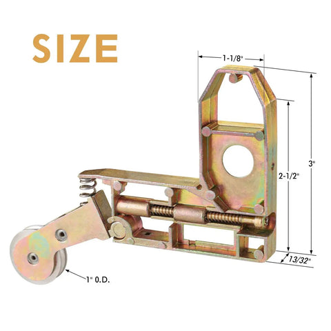 2 Pack Sliding Screen Door Corner Rollers With 1 Inch Outer Diameter Concave Replacement Insert Rollers For 45 Degree Door Frames Heavy Duty All Metal Die Cast Construction To Keep Doors On Track And Improve Longevity shown with dimensions