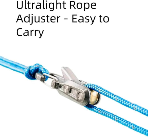 Two Pack Outdoor Rope Adjusters For Camping Boating And Outdoor Tie Downs Cord Tightening And Cinching Tool with blue rope