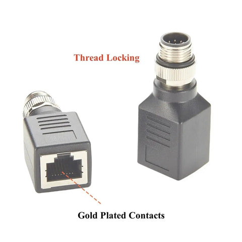 Beefy M12 A Coding 8 Pin To RJ45 Cat6 Shielded Industrial Ethernet Adapter IP67 Bulkhead with gold plated contacts