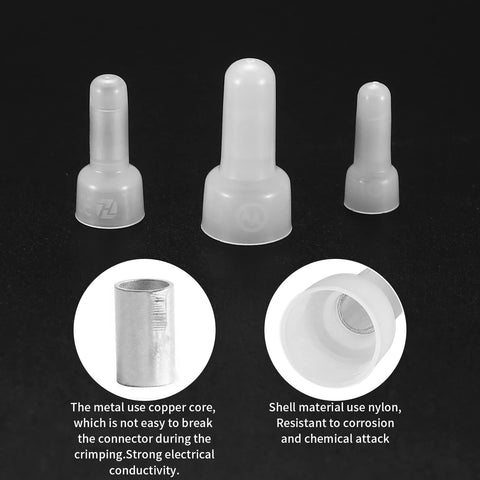 woshilaoDS nylon insulated closed-end crimp connectors kit, 250 pcs, for 22-16/16-14/12-10 AWG, copper core