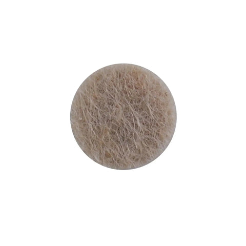 Three-Eighths Inch Round Mini Self-Stick Furniture Felt Pads For Hard Floors, close-up of beige pad for sofa or dresser protection.