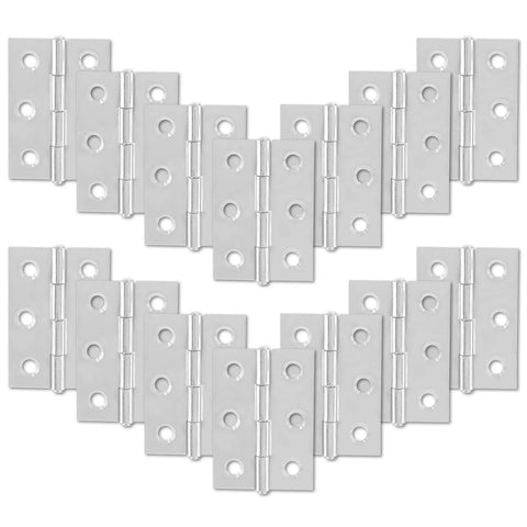 Suiwotin 2-inch butt hinges, chrome stainless steel, 20-piece set for cabinets or jewelry boxes