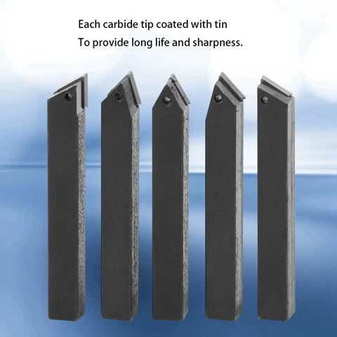 Indexable Carbide Turning Tool With Triangular Inserts And Three Cutting Surfaces For Turning Boring Chamfering And Face Milling High Toughness And Versatile High Efficiency Cutting Performance shown with tin-coated carbide tips.