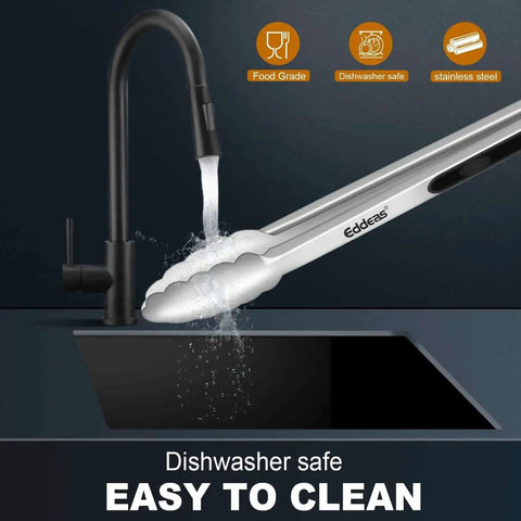 Heavy Duty Stainless Steel Kitchen Tongs Set Of 3 7 Inch 9 Inch And 12 Inch Heat Resistant To 600 Degrees Locking Tongs Dishwasher Safe