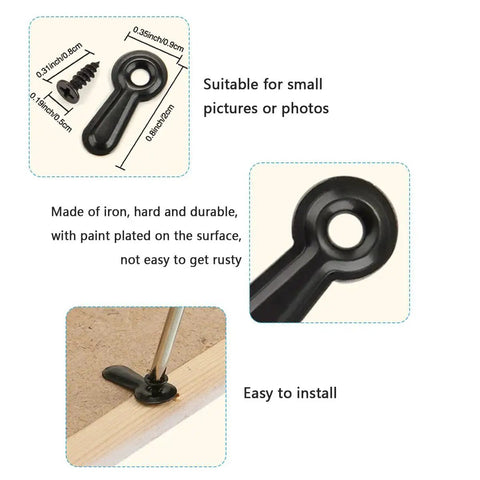 100 Piece Picture Frame Backing Clips With Screws Black Turn Button Fasteners Kit Metal Framing Supplies For Fast Easy Hang Of Posters Drawings And Crafts In Home Studio Or Gallery Use