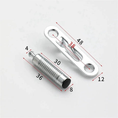 Two In One Invisible Connectors Set For Cabinets And Bookshelves White 100 Piece Durable Metal Hardware close-up showing dimensions