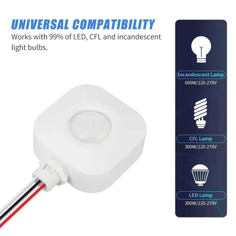 Ceiling Occupancy Motion Sensor Switch for High Bay Fixtures, 360 Degree PIR Auto On Off Lighting, Universal Compatibility