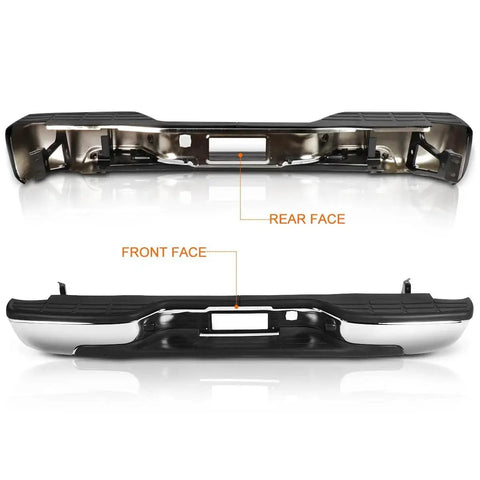 Front and rear view of Rear Step Bumper With License Plate Lights For Chevy Silverado GMC Sierra
