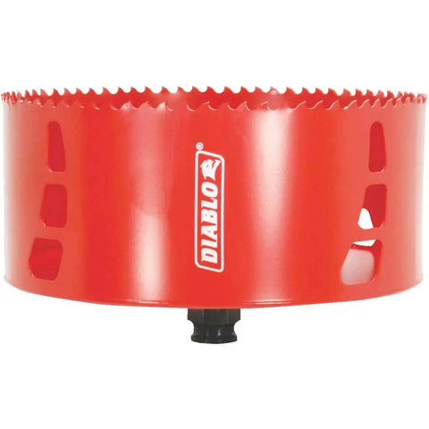 Bi Metal Hole Saw With Variable Tooth Design For Faster Cuts 6 Inch Diameter 2 3 8 Inch Length Snap Lock Plus Mandrel System Compatible DHS6000 For Metalworking Projects And Contractors, front view.