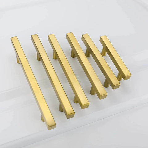 Brushed Brass Cabinet Pulls 3 Inch T Bar Drawer Handles For Kitchen Cupboard And Drawer Hardware Pack Of 10 Durable Stainless Steel