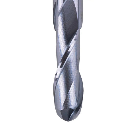 Ball Nose Carbide End Mill CNC Cutter Router Bit With Beefy 3/8 Inch Shank And 3/8 Inch Cutting Diameter Double Flute TiAlN Coated
