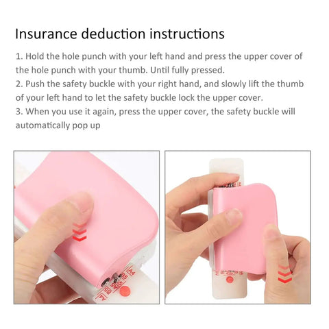 Six Hole Punch For Loose Leaf Paper A4 A5 B5 Portable Handheld Metal Circle Puncher 5 Sheet Capacity Pink in use with instructions