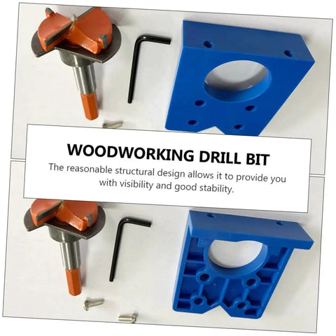 Hinge Boring Drill Bit Set For Fast And Easy Cup Hole Drilling In Woodworking Includes Locking Plate And Positioning Drill