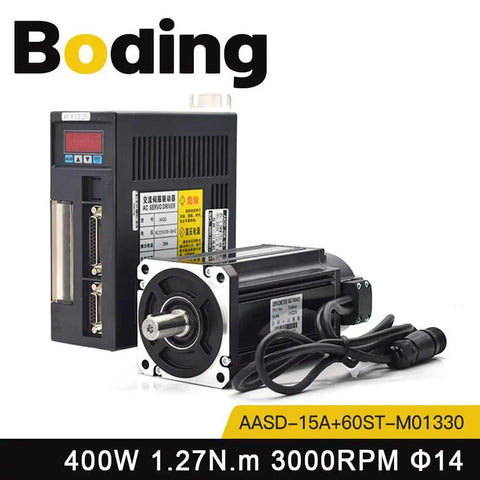 Boding 400W AC servo motor kit (2 pieces) with 60ST-M01330 driver and motor, 220V, 3000RPM for CNC engraving