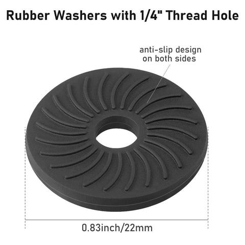 Rubber washer with 1/4 inch thread hole and anti-slip design for Two Pack Thumb Screw Quick Release Adapter With Four Rubber Washers.