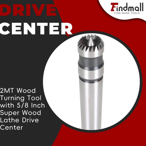 2MT Wood Turning Tool With Five Eighths Inch Drive Center for Wood Lathe and Metalworking Lathe Beefy 45 Steel Center