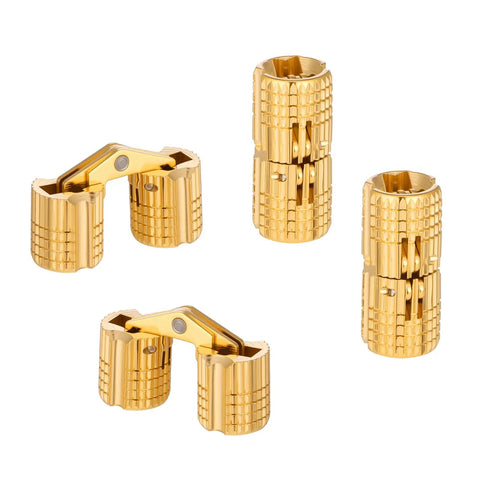 Six 8 Mm Hidden Brass Hinges With 24 Screws For Concealed Cabinet Hardware, 180 Degree Opening, Perfect For DIY Jewelry Box Hand Craft Projects, Invisible Rust Resistant Brass Finish, 0.31 Inch