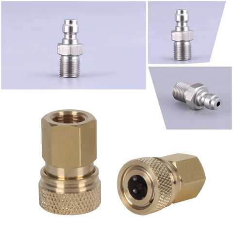 RecDec 8mm quick-disconnect to 1/8 NPT adapter set; stainless steel QD fittings and brass adapters for high‑pressure air systems
