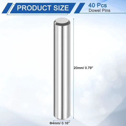 40 Pcs 4 Mm X 20 Mm Stainless Steel Dowel Pins 316L Cylindrical Shelf Pins Silver Tone Built Tough For DIY Woodworking