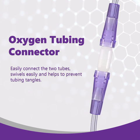 Oxygen tubing swivel connector, purple plastic connectors, 10-pack, for two-tube setup