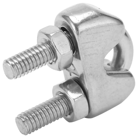 Close-up of Stainless Steel Wire Rope Clip M4 U Bolt Saddle Fastener, showing forged construction and non-slip saddle.