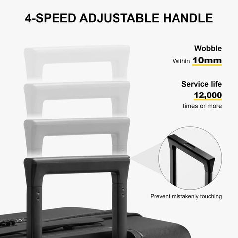 Ultra Lightweight 20 Inch Hard Shell Carry On Luggage With Wheels And TSA Lock handle adjustment levels