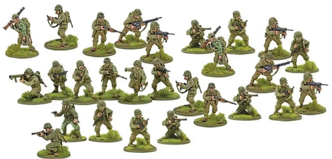 Thirty US Army Infantry Minis Set For Bolt Action Tabletop Wargaming 28mm Plastic WWII Figures with Optional Gear Display