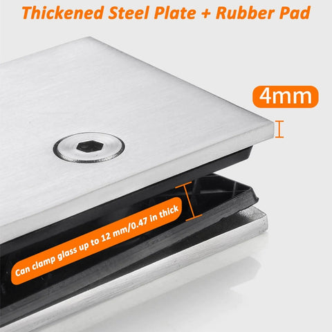 Close-up of the thickened steel plate and rubber pad from Hidden Sliding Glass Door Track Hardware Kit For Ceiling Mounted Closet Barn Bypass Pocket Doors With Silent Rollers Aluminum Track Rails In Multiple Lengths From 1.6 To 11.8 Feet Durable Rust Resistant Easy Install And Adjustment, showing 4mm measurement detail.