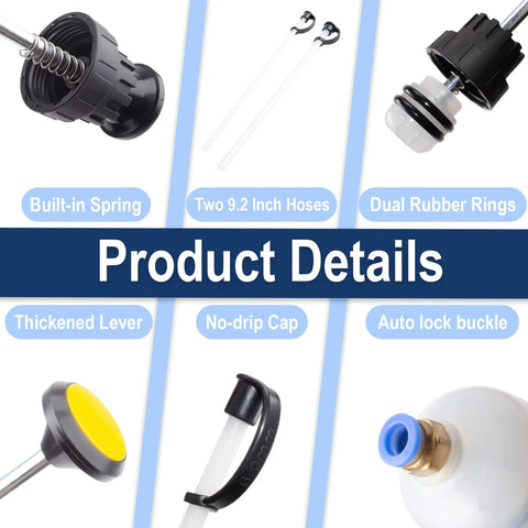 ecocstm 200CC Fluid Extractor oil suction pump with two 9.2-inch hoses and accessories