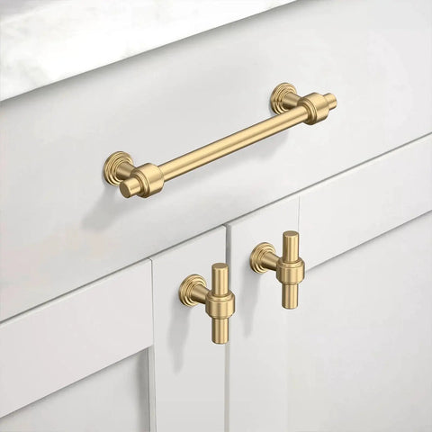 10 Pack 5 Inch Champagne Bronze Cabinet Pulls for Kitchen Cabinets and Cupboards 128mm Handles Hardware
